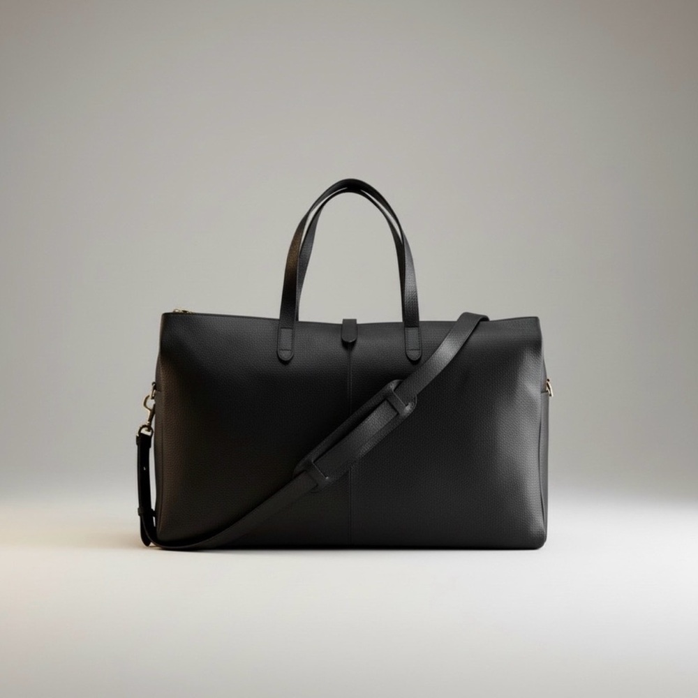 Quince Black Leather Duffel Bag